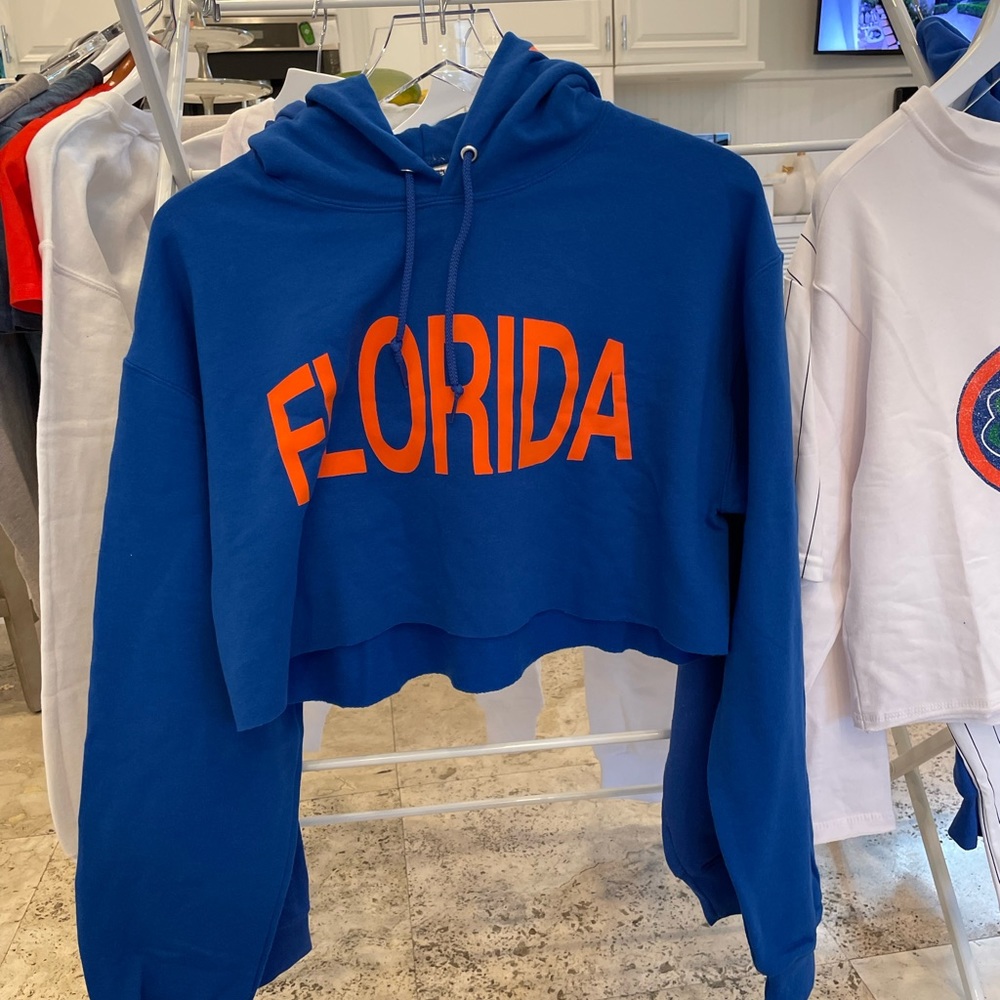 blue cropped university of florida hoodie